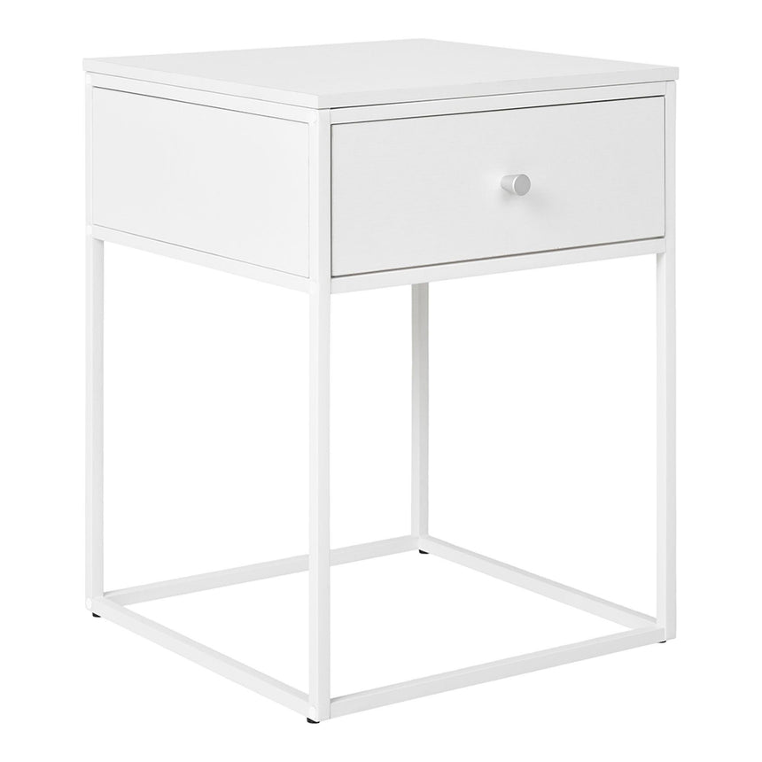 Vita White Melamine 1 Drawer Side Table-4