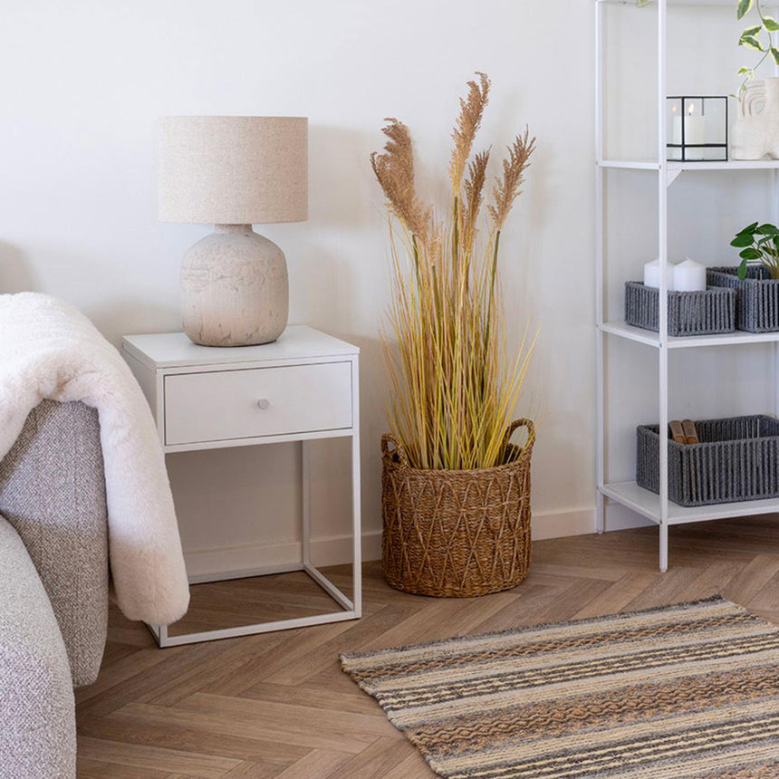 Vita White Melamine 1 Drawer Side Table-5