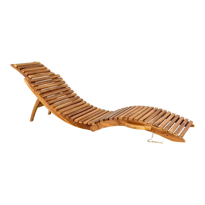 Arrieta Natural Teak Wood Garden Sunlounger-3
