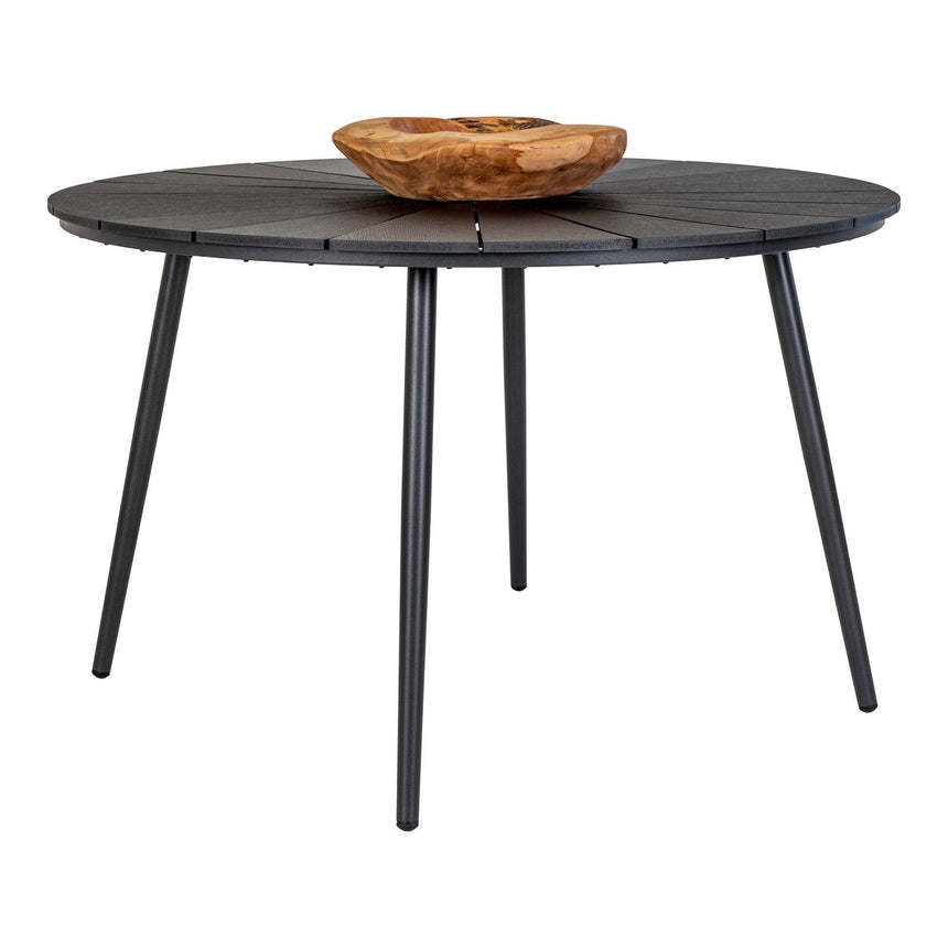 Atlanta Black Wood 4 Seater Round Garden Dining Table - 120cm-3