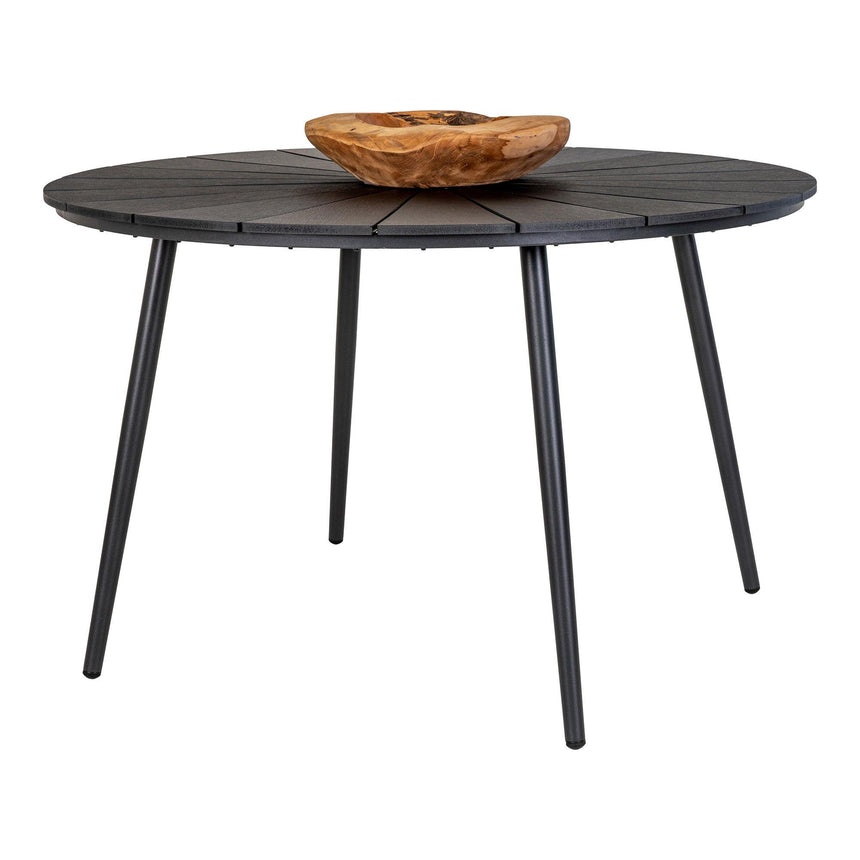 Atlanta Black Wood 4 Seater Round Garden Dining Table - 120cm-4