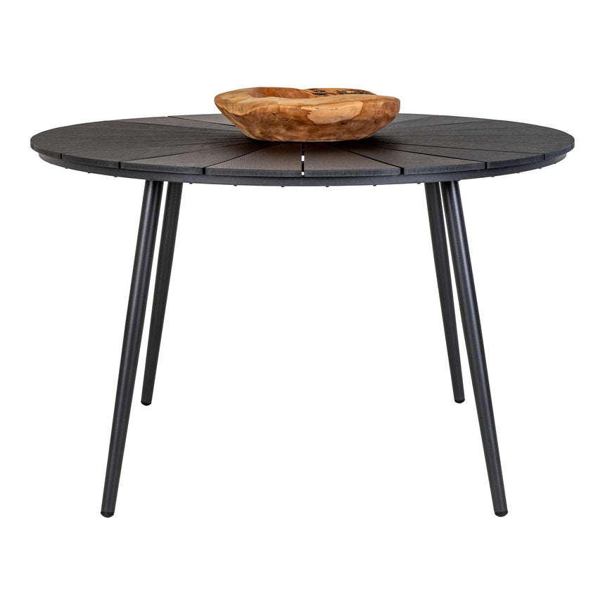 Atlanta Black Wood 4 Seater Round Garden Dining Table - 120cm-5
