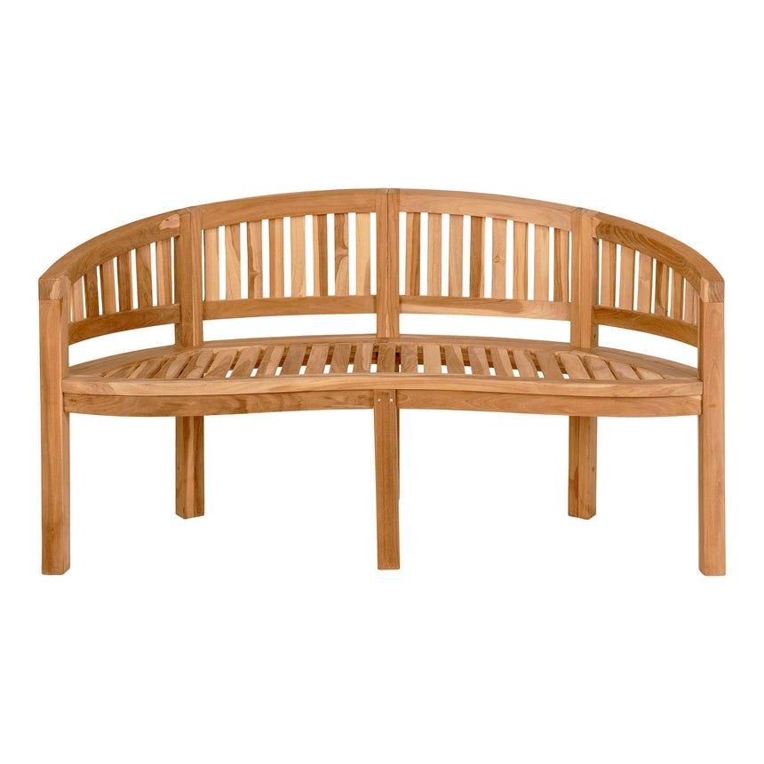 Boca Natural Teak Wood Banan Garden Bench with Back-2