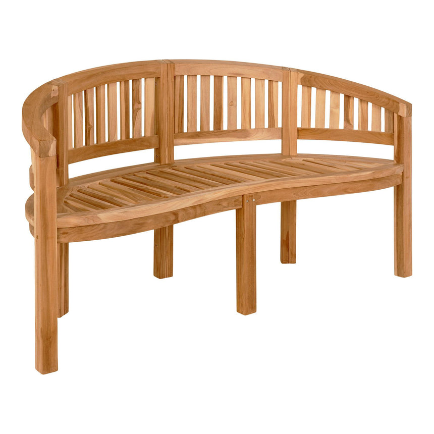 Boca Natural Teak Wood Banan Garden Bench with Back-3