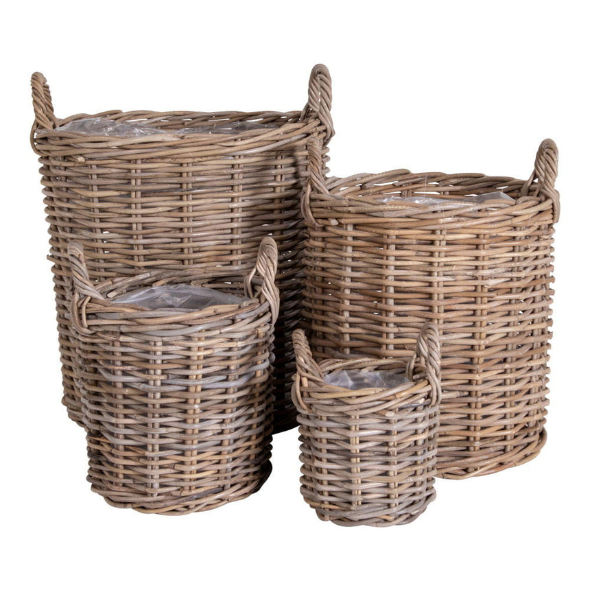 Caor Natural Kubu Rattan Round Baskets - Set of 4-6