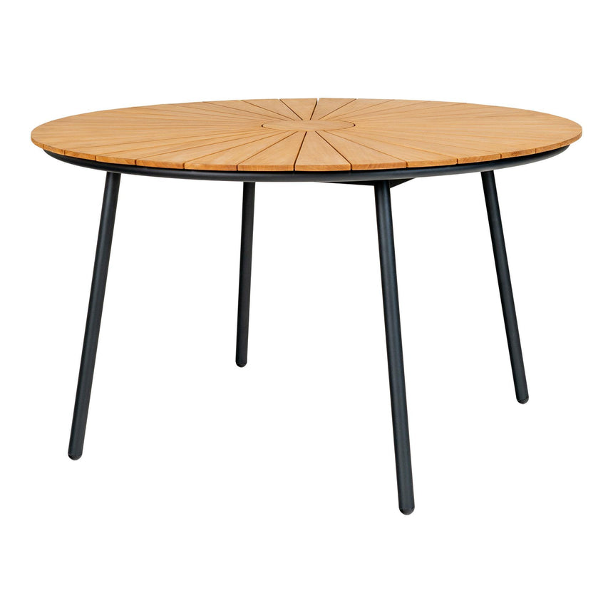 Cleveland Teak Wood 4 Seater Round Garden Dining Table - 130cm-2