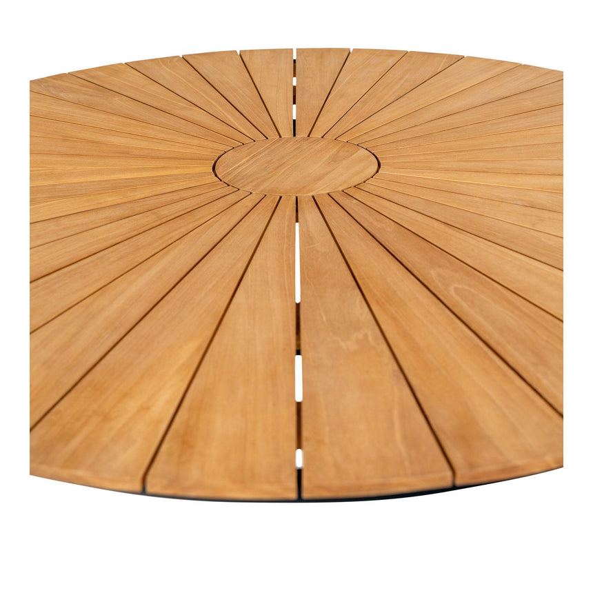 Cleveland Teak Wood 4 Seater Round Garden Dining Table - 130cm-3