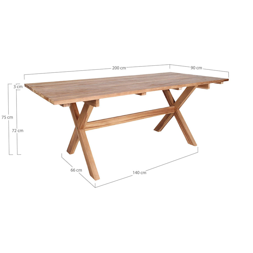 Murcia Teak Wood 8 Seater Garden Dining Table - 200cm-6