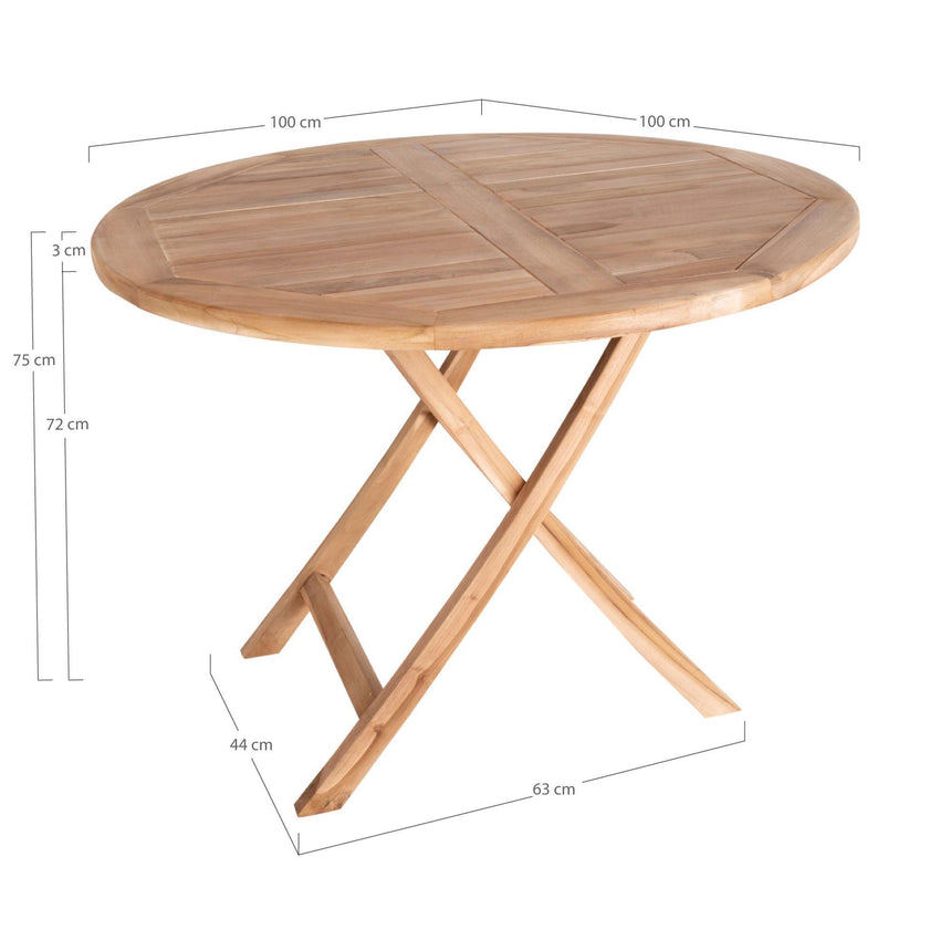 Oviedo Teak Wood 2 Seater Round Garden Dining Table - 100cm-6