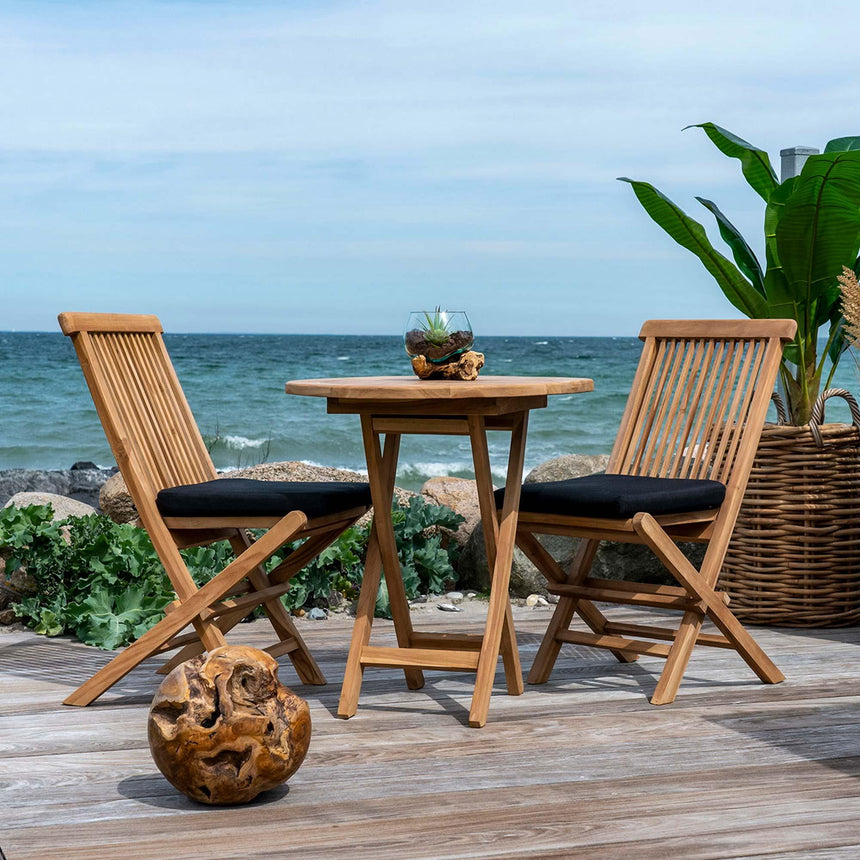 2 x Toledo Natural Teak Wood Slatted Garden Dining Chair-2