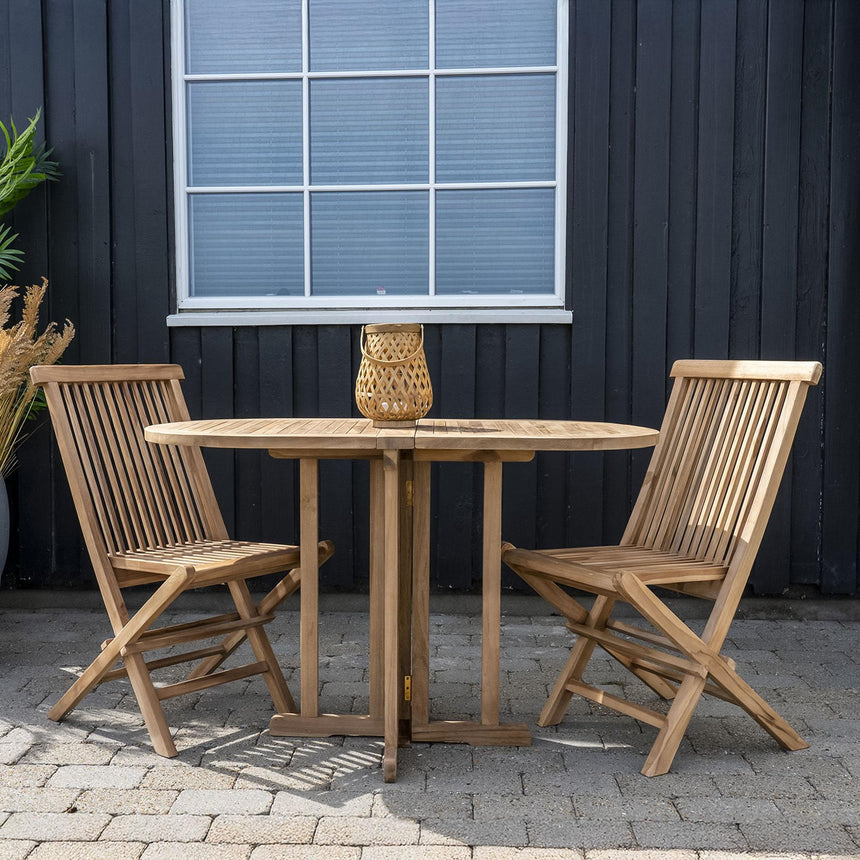2 x Toledo Natural Teak Wood Slatted Garden Dining Chair-3