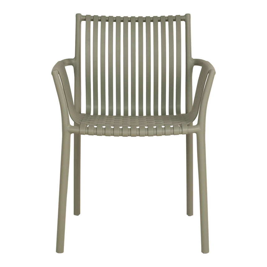 4 x Tulsa Green Slatted Garden Chair -2