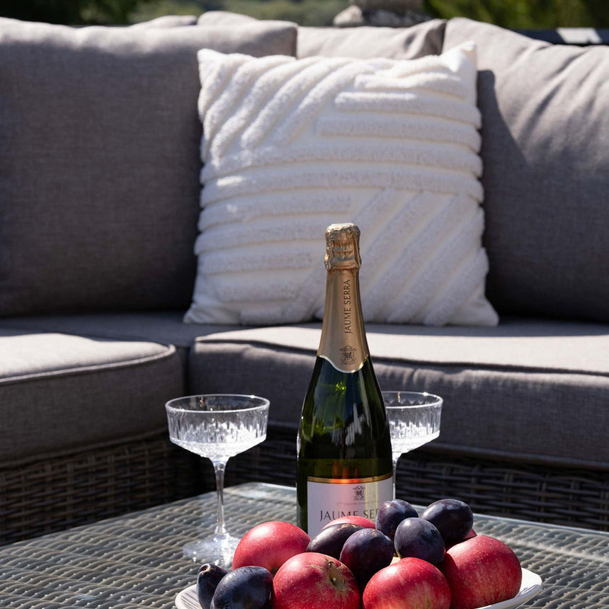 Calvi Grey Fabric and Polyrattan Lounge Set-2