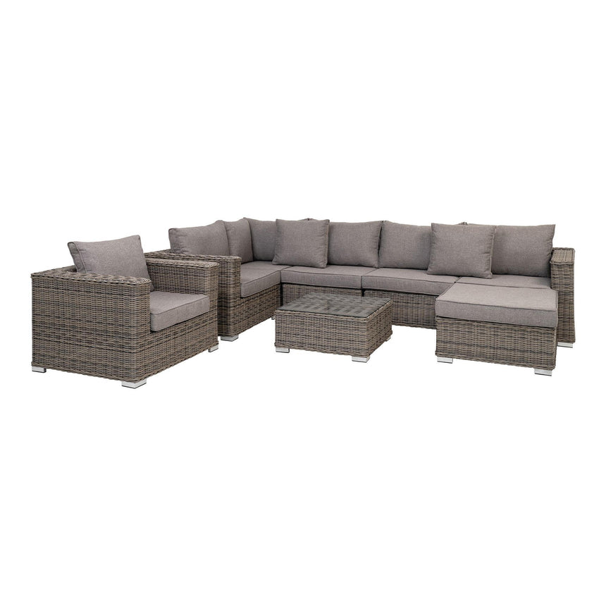 Calvi Grey Fabric and Polyrattan Lounge Set-3