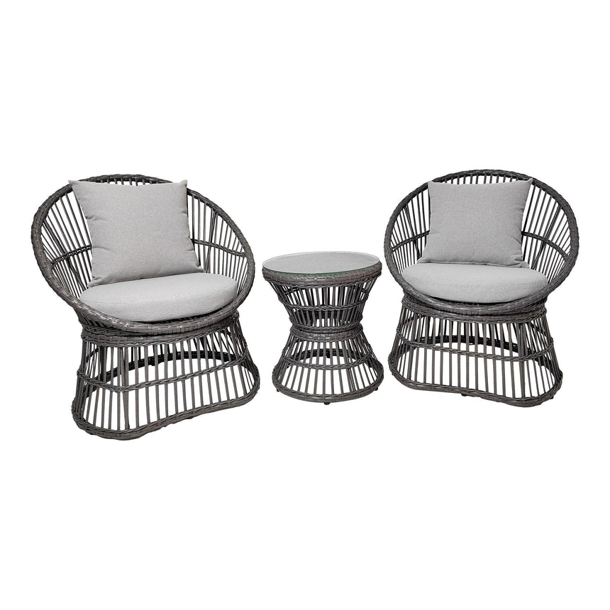Natal Grey Metal Rattan Lounge Set-3