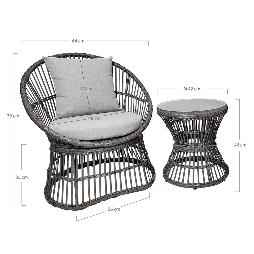 Natal Grey Metal Rattan Lounge Set-4
