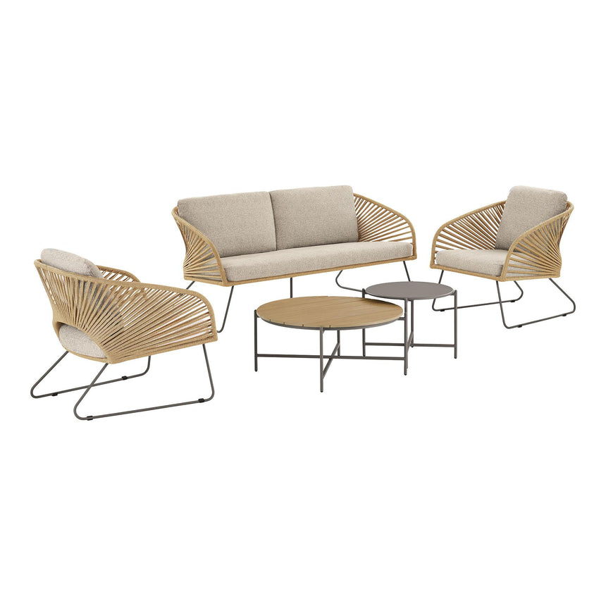Novella Beige Fabric 4 Seater Round Garden Lounge Set-8