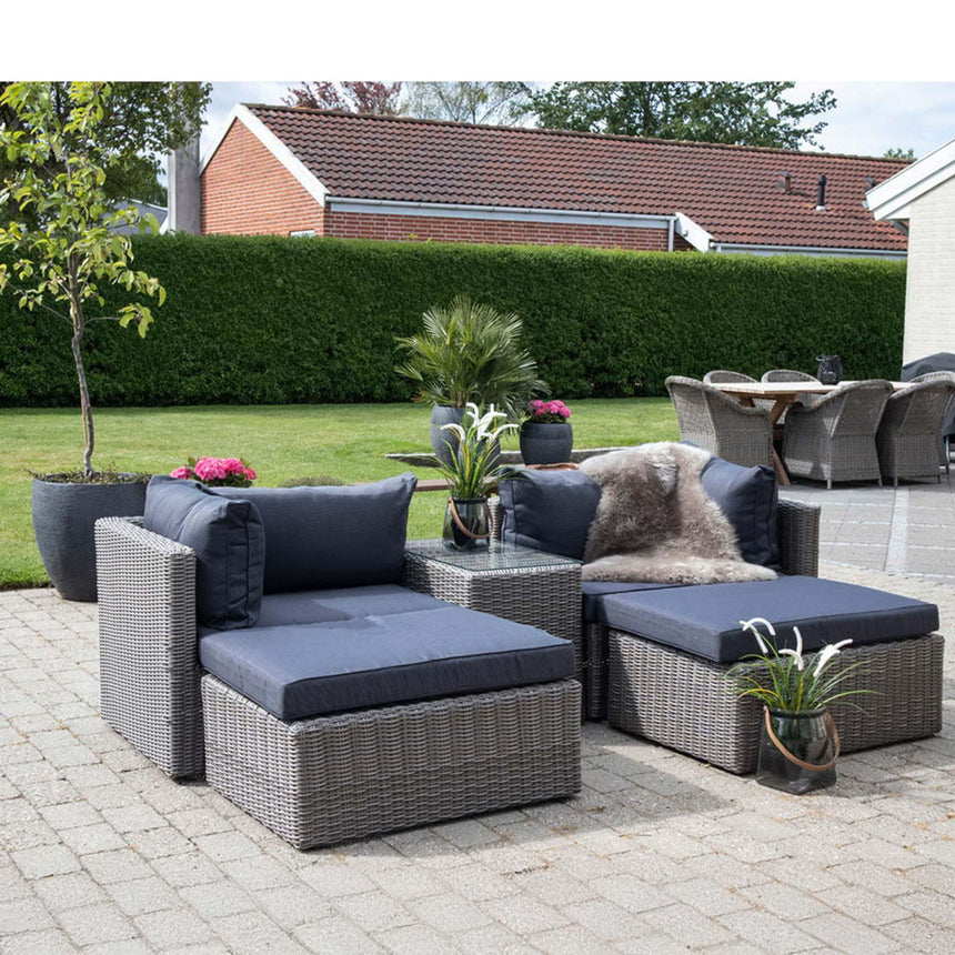Rossi Grey Fabric and Polyrattan Lounge Set-2