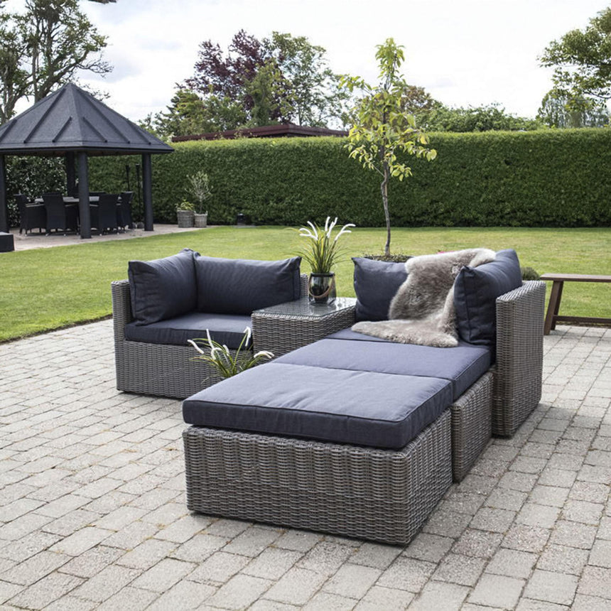 Rossi Grey Fabric and Polyrattan Lounge Set-3