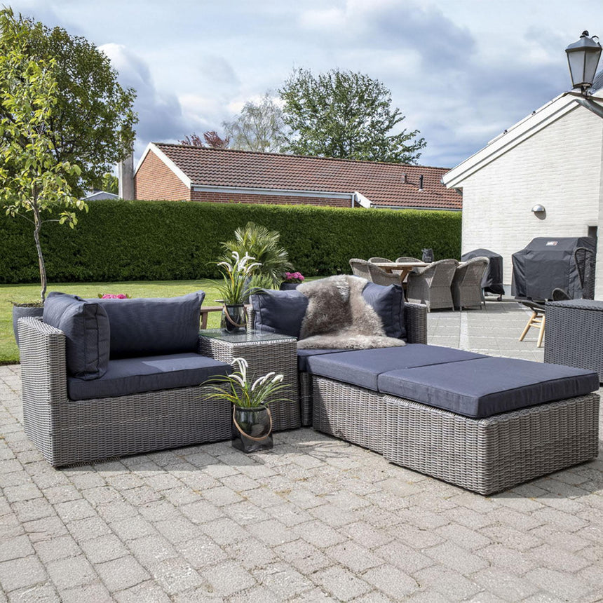 Rossi Grey Fabric and Polyrattan Lounge Set-4