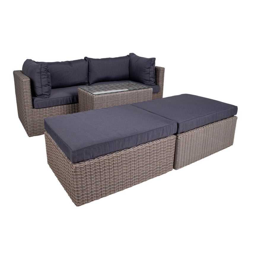 Rossi Grey Fabric and Polyrattan Lounge Set-5