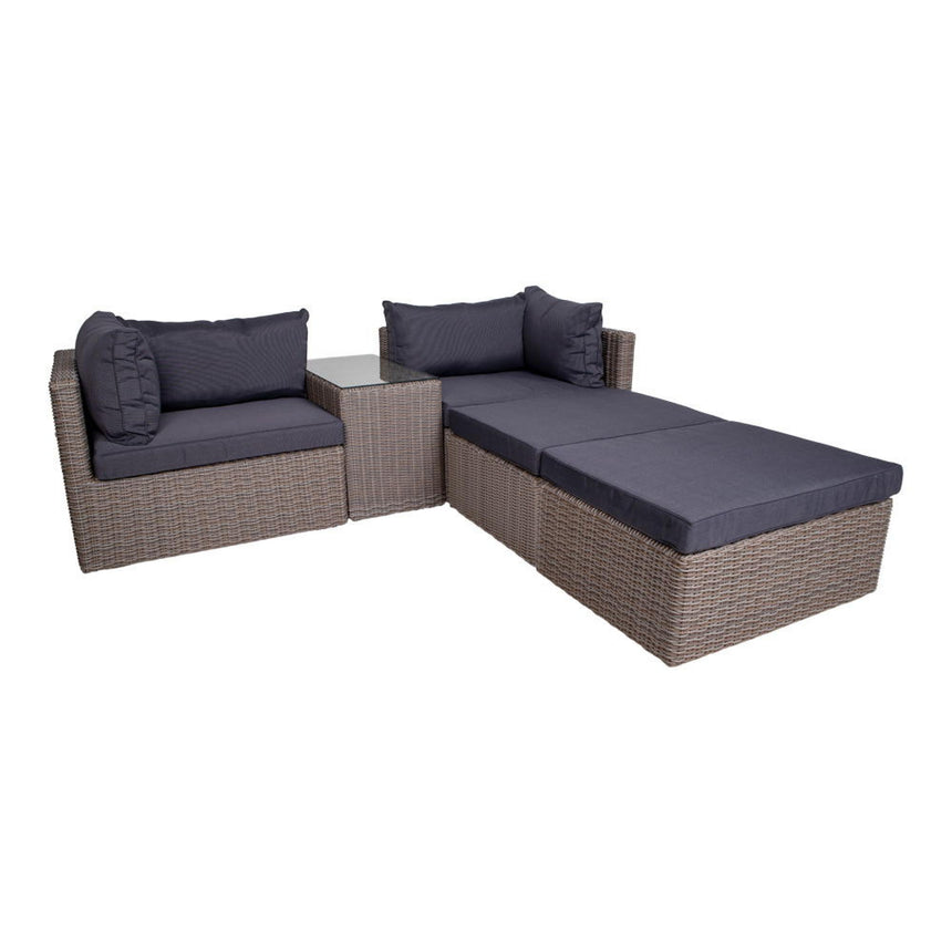 Rossi Grey Fabric and Polyrattan Lounge Set-6