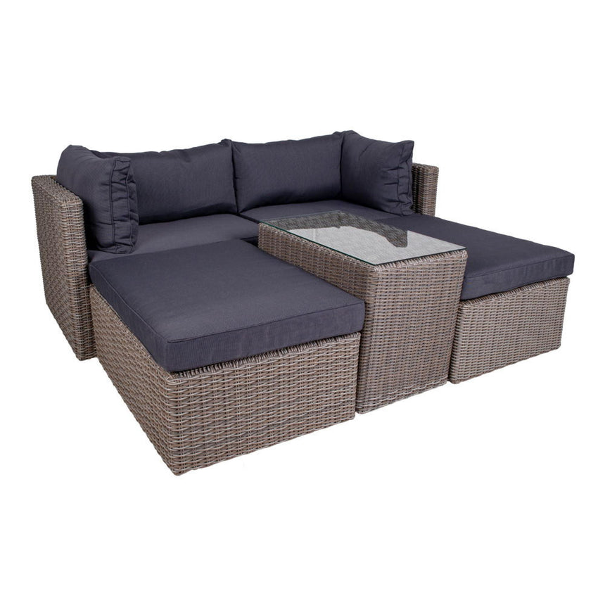 Rossi Grey Fabric and Polyrattan Lounge Set-7