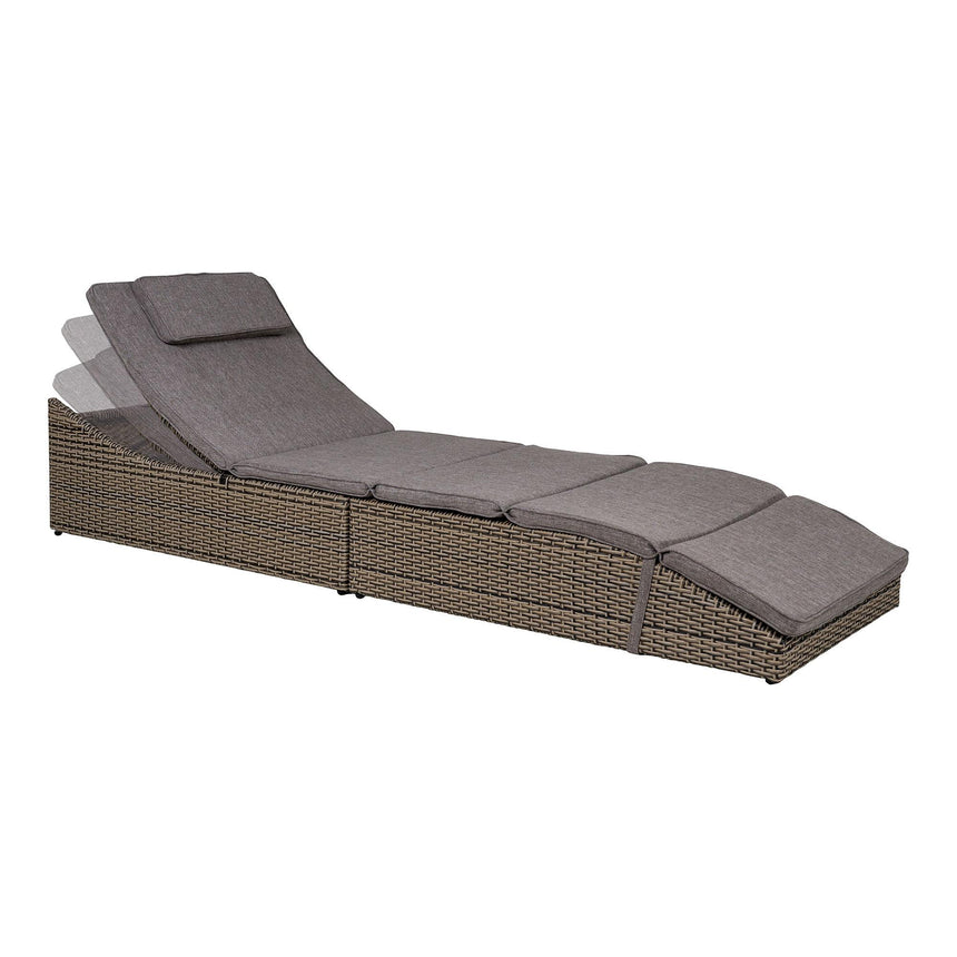 Split Kubu Grey Fabric and Rattan Sun Lounger-3