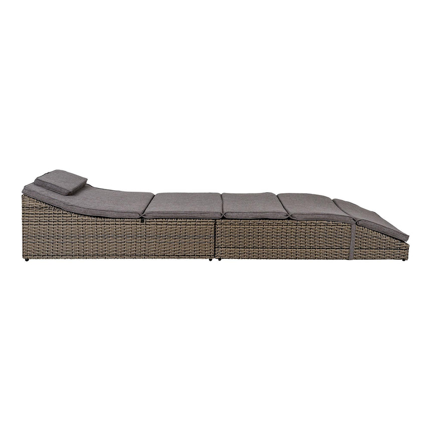 Split Kubu Grey Fabric and Rattan Sun Lounger-4