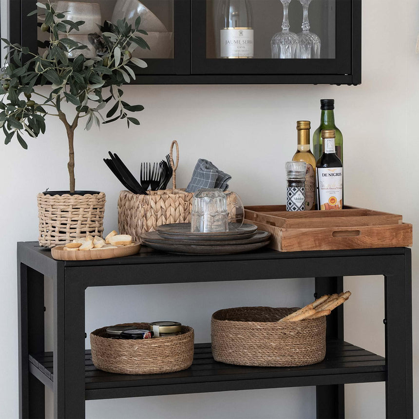 Taormina Black Wood Tea Trolly-3