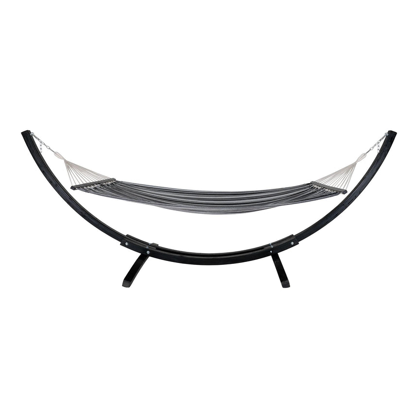 Tripoli Grey Fabric Hammock Black Wooden Stand-2
