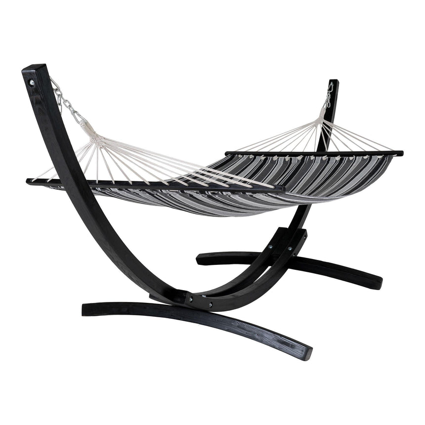 Tripoli Grey Fabric Hammock Black Wooden Stand-4