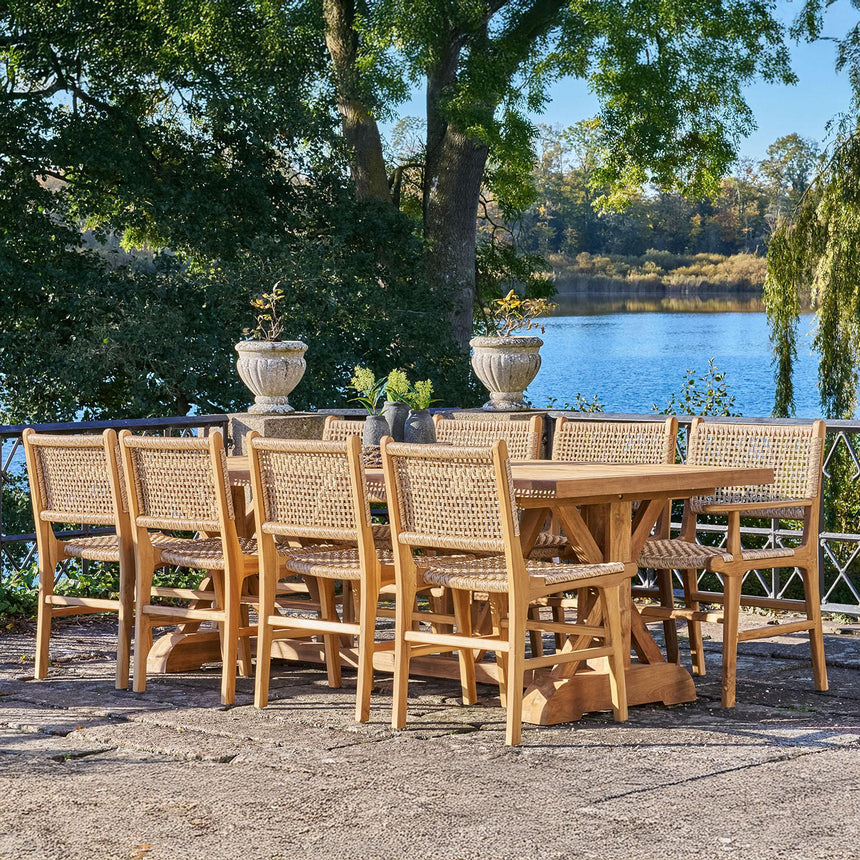 Volos Natural Teak Wood 10 Seater Garden Dining Table - 240cm-3