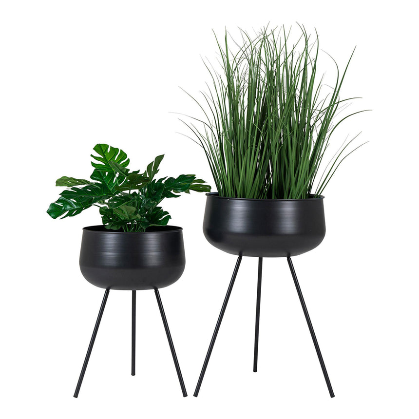Ardola Black Steel Set of 2 Flowerpots-2