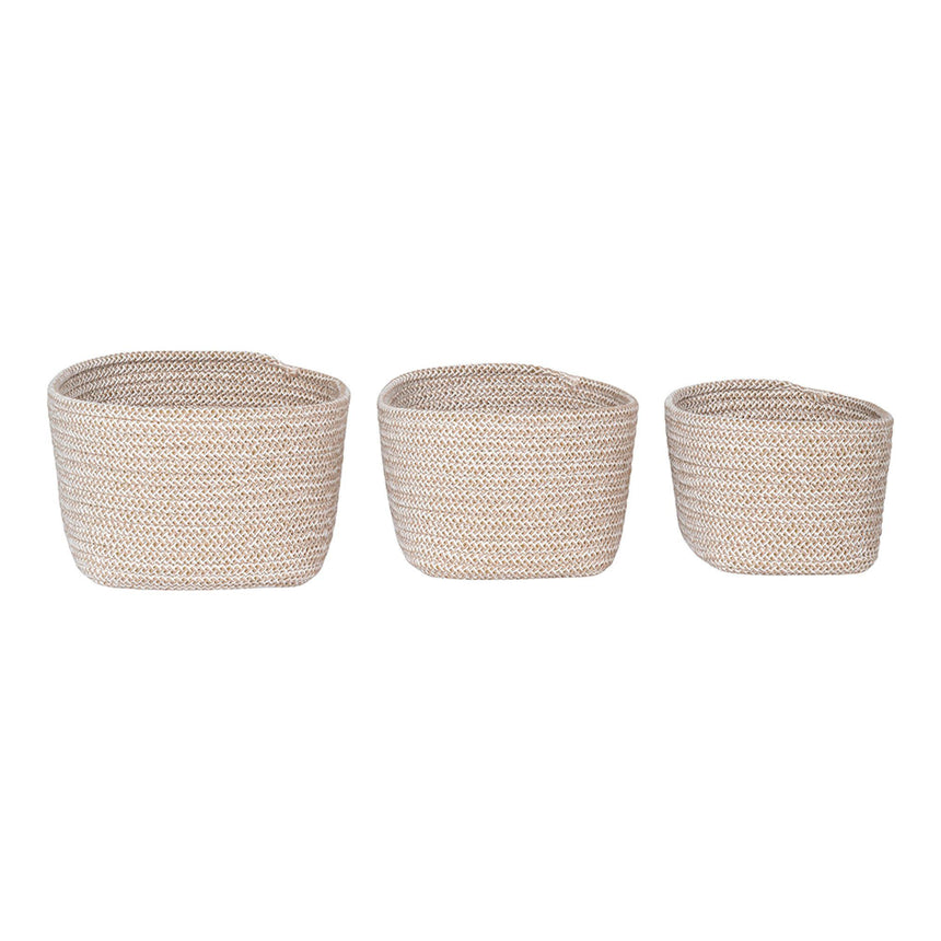 Cadima Beige Cotton Basket (Set of 3)-2