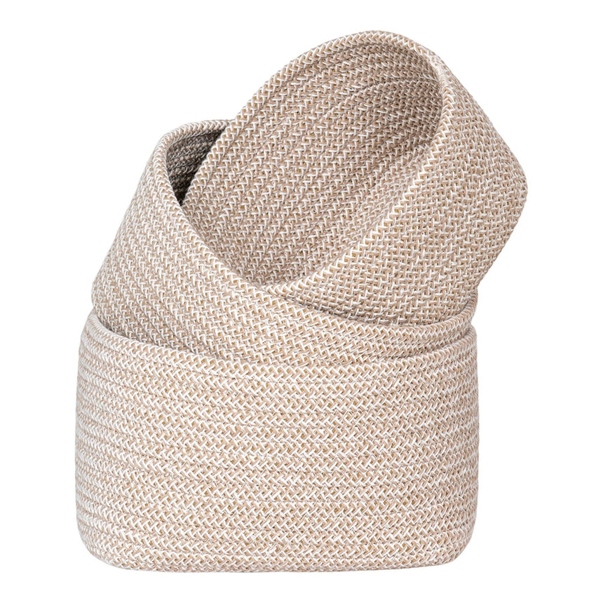 Cadima Beige Cotton Basket (Set of 3)-3