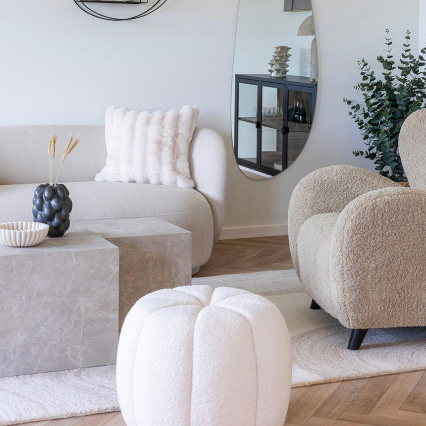 Galena White Fabric Artrificial Cushion-5