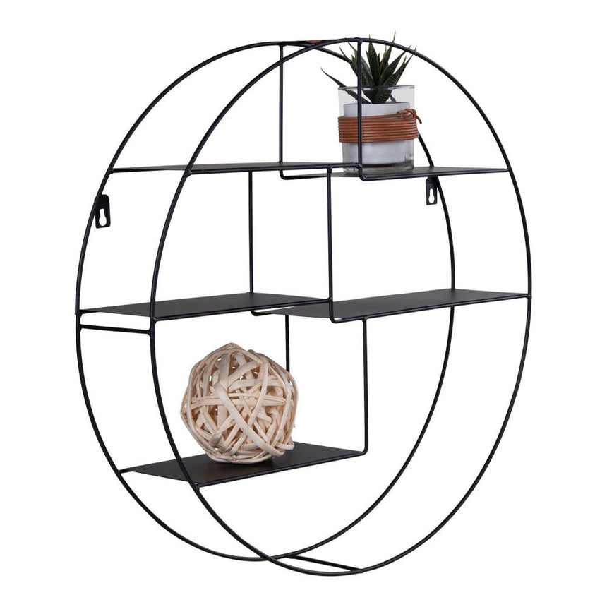 Genk Black Metal Round Wall Shelf-3