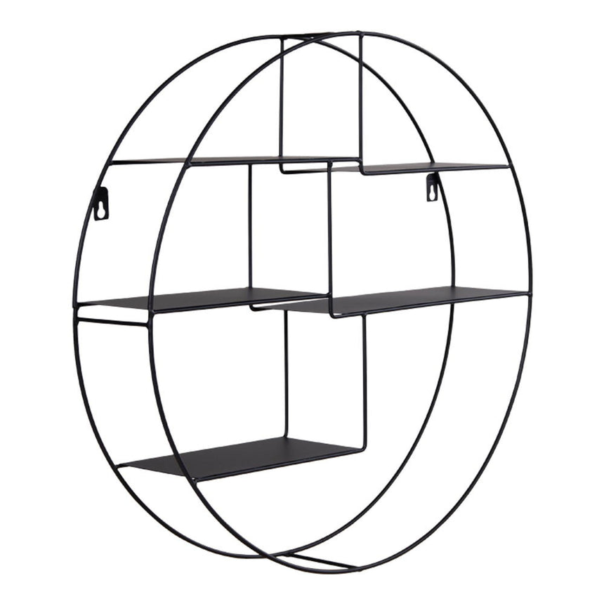 Genk Black Metal Round Wall Shelf-4