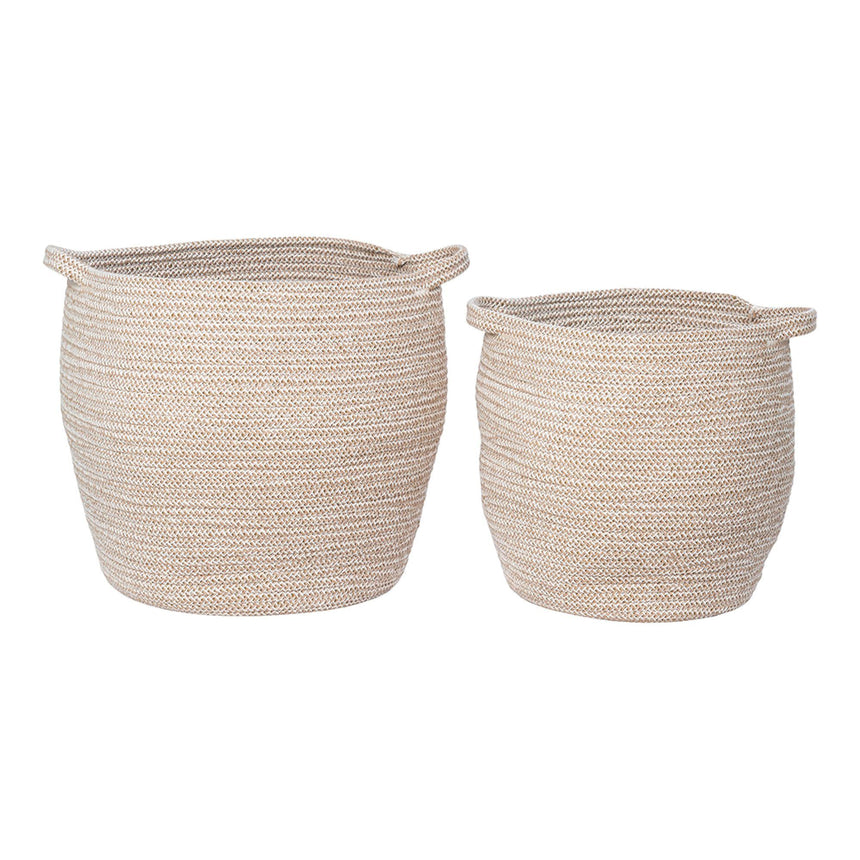 Lamas Beige Fabric Basket (Set of 2)-2