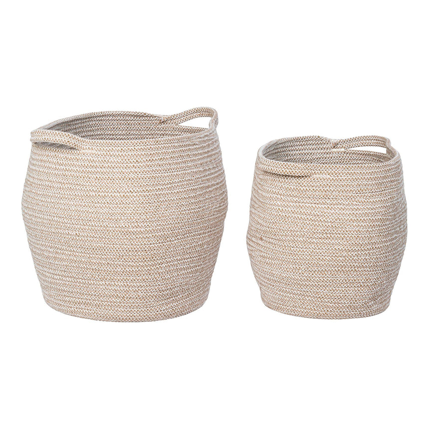 Lamas Beige Fabric Basket (Set of 2)-3