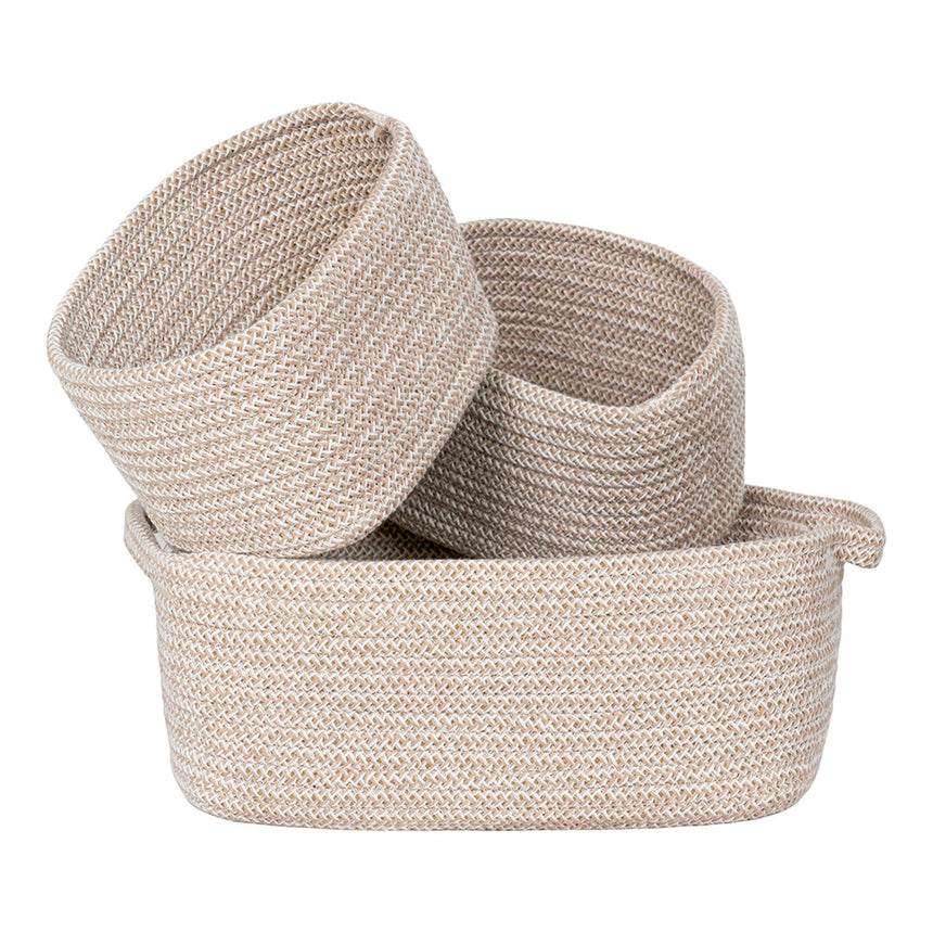 Mora Beige Fabric Basket (Set of 3)-2
