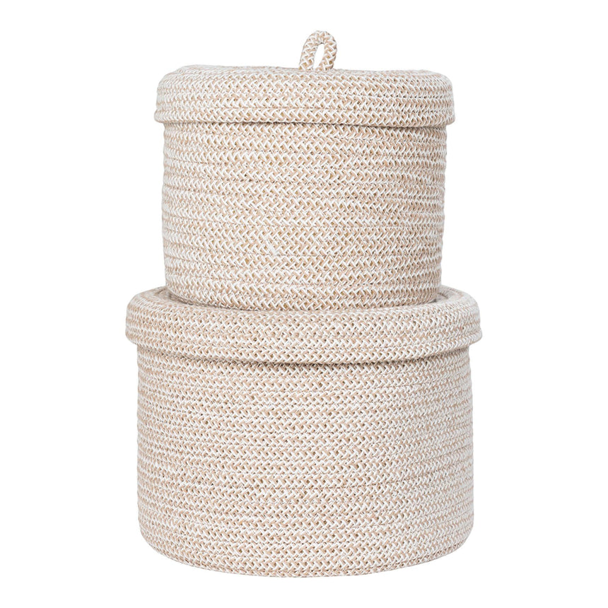 Sebal Beige Cotton Basket (Set of 2)-4