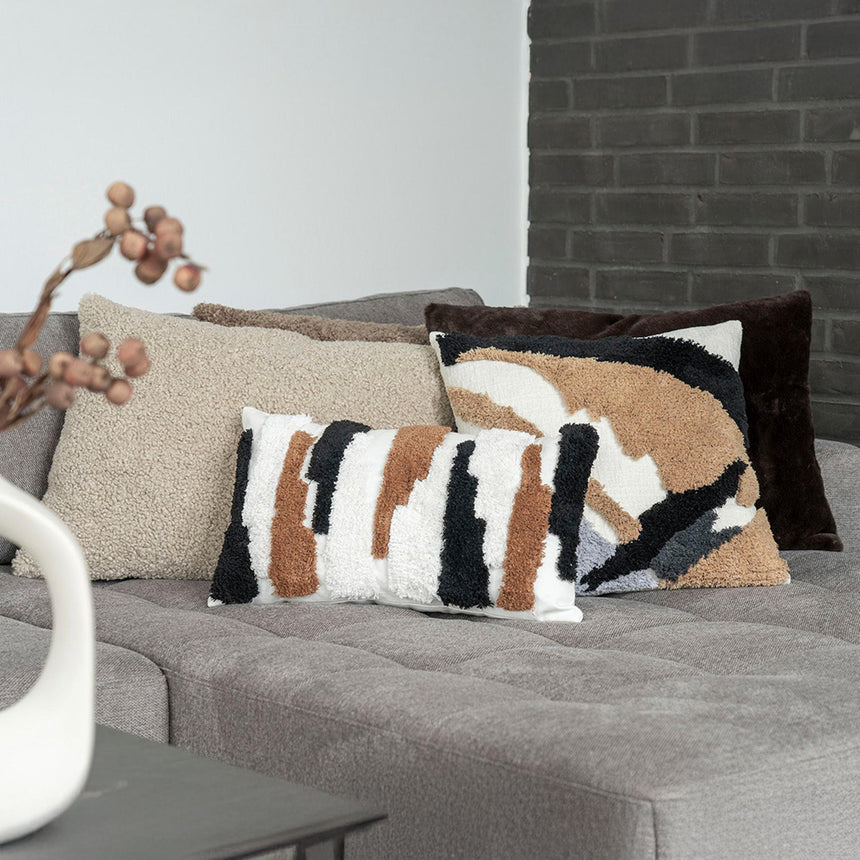 Tavira Grey and Brown Fabric Cushion-3