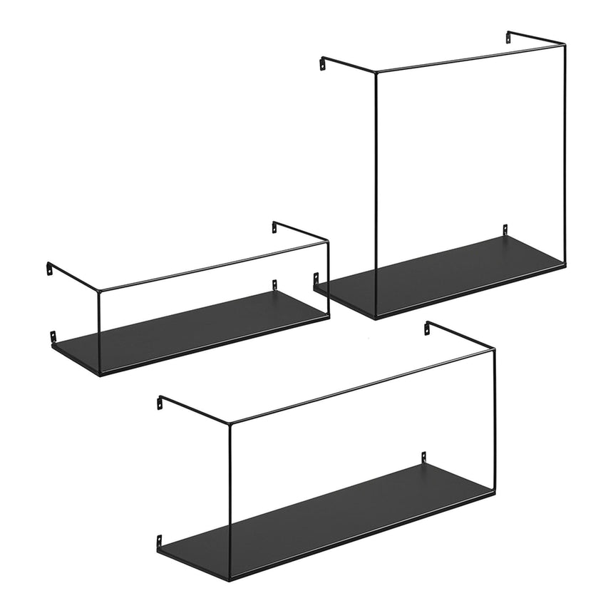 Ulmo Black Metal Wall Shelf - Set of 3-2