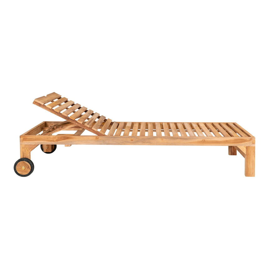 Andorra Natural Teak Wood Garden Sunlounger-5