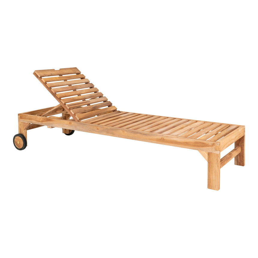 Andorra Natural Teak Wood Garden Sunlounger-7