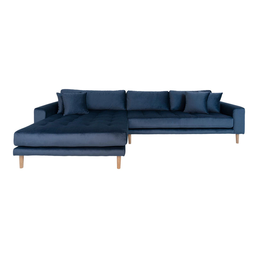 Lido Blue Fabric Left Hand Facing Lounge Sofa with Natural Legs-2