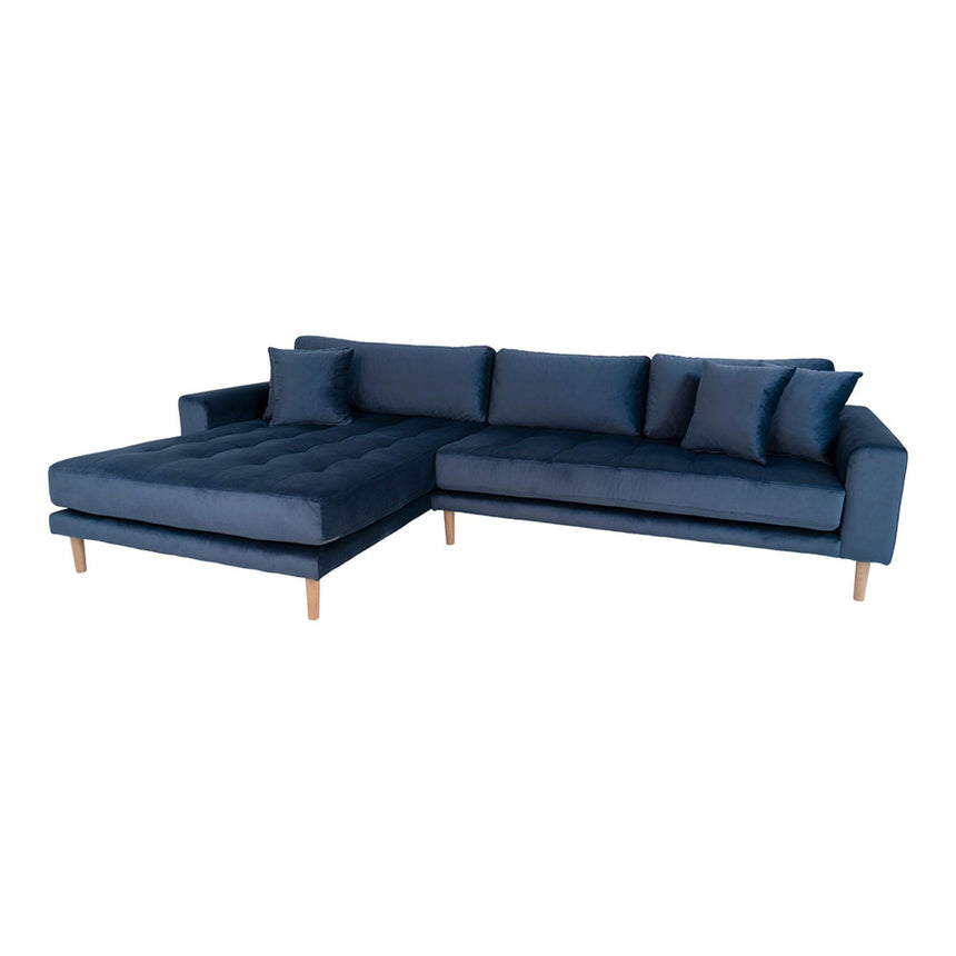 Lido Blue Fabric Left Hand Facing Lounge Sofa with Natural Legs-3