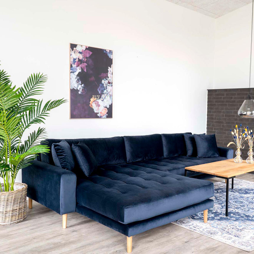 Lido Blue Fabric Left Hand Facing Lounge Sofa with Natural Legs-5